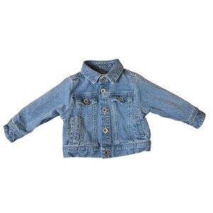 RuggedButts Denim Jacket 12-18M Light Wash Blue Button Front